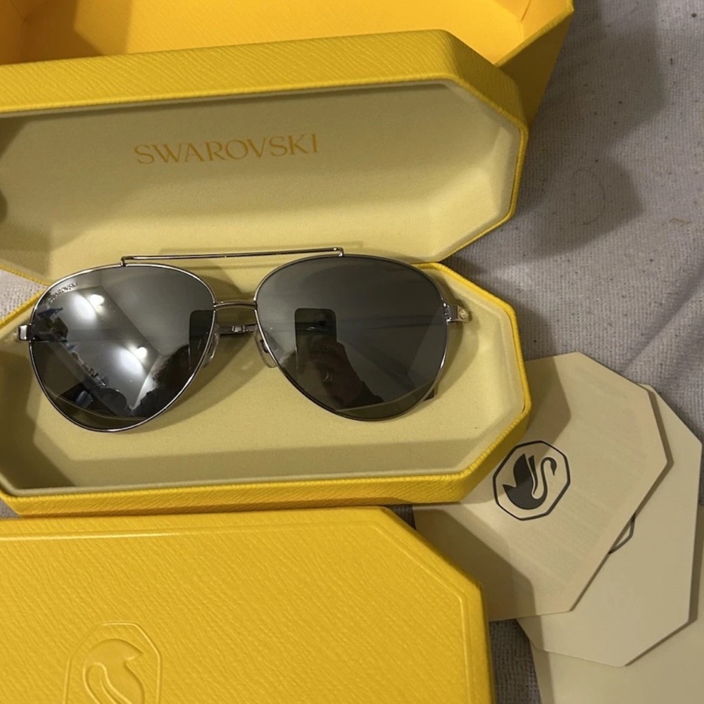 Swarovski Metallic Aviator Sunglasses
